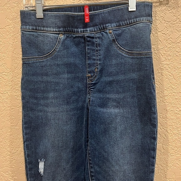 Spanx 20203 Distressed Denim High Rise Elastic Waist Jeggings size Small - Picture 5 of 8